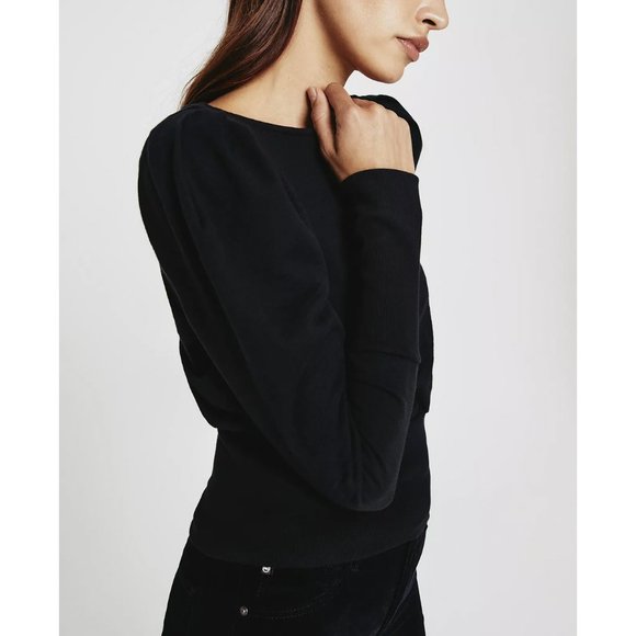 AG Adriano Goldschmied Walker Puff Sleeve Black Sweatshirt Sweater, Size… - Picture 2 of 10